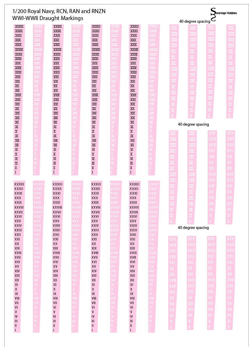 Royal Navy, RAN, RCN and RNZN Draught Marking Decals - 1/350 scale